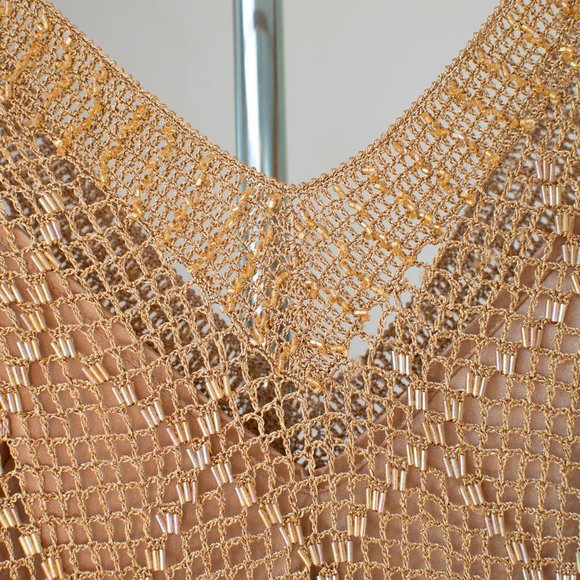 Gold Beaded sleeveless top - Picture 4 of 9